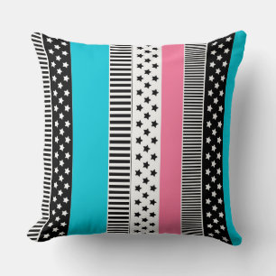 Patchwork made of multi-coloured strips of fabric cushion