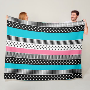 Patchwork made of multi-coloured strips of fabric  fleece blanket