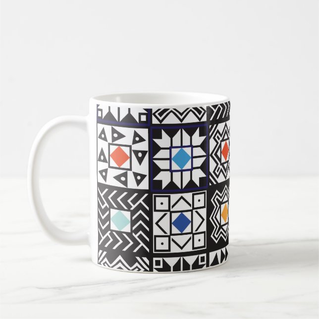 Patchwork Maori: Ethnic Carpet Design. Coffee Mug (Left)