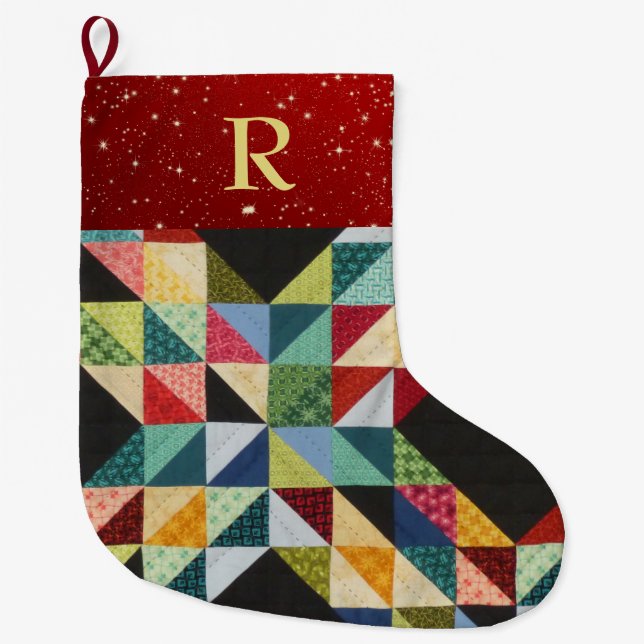 Patchwork MONOGRAM Christmas Stocking Traditional (Front)