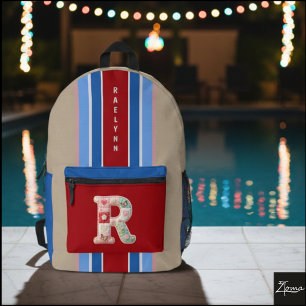 Patchwork Monogram Striped Backpack Quilted