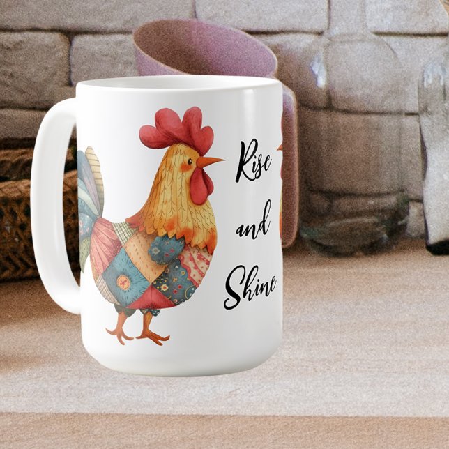 Patchwork Morning Rooster  Coffee Mug (Creator Uploaded)