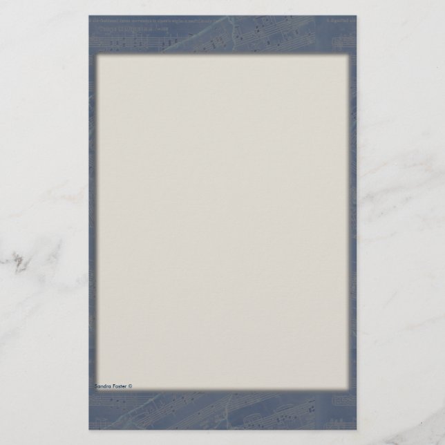 Patchwork Music Stationery In Blue (Front)