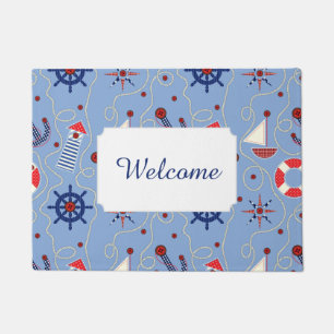 Patchwork Nautical Design   Add Your Text Doormat