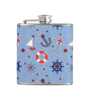 Patchwork Nautical Design Hip Flask