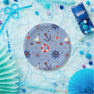 Patchwork Nautical Design Paper Plate