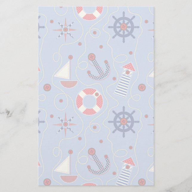 Patchwork Nautical Design Stationery (Front)
