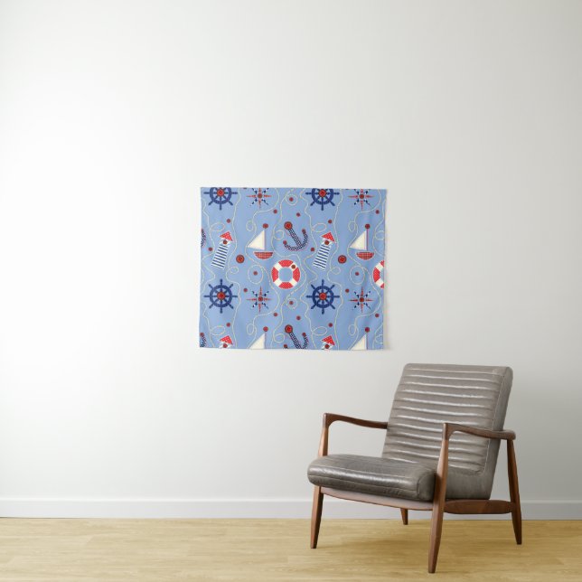 Patchwork Nautical Design Tapestry (In Situ (Horizontal))