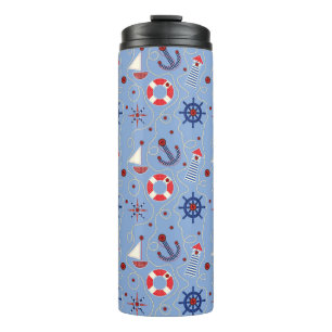 Patchwork Nautical Design Thermal Tumbler
