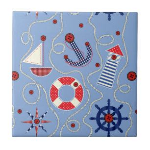 Patchwork Nautical Design Tile