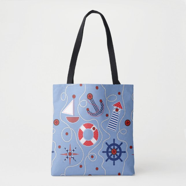 Patchwork Nautical Design Tote Bag (Front)