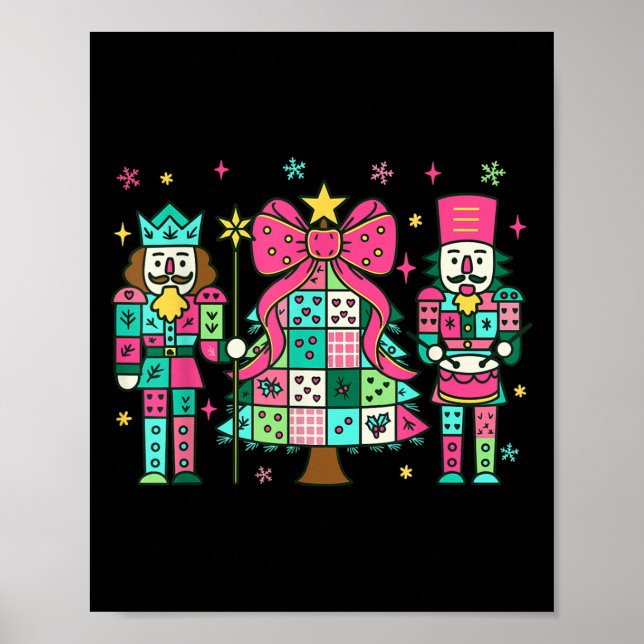 Patchwork Nutcracker Christmas Tree Nk Nutcracker  Poster (Front)