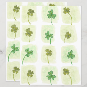 Patchwork of Shamrocks and Clover Scrapbook Paper