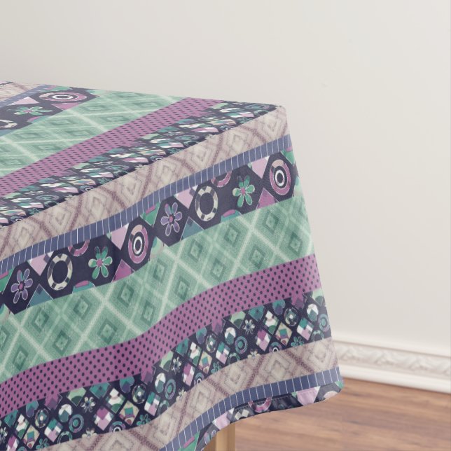 Patchwork ornamental lines peaces textile boho vin tablecloth (In Situ)