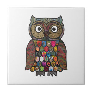 Patchwork Owl Ceramic Tile