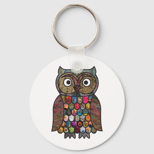 Patchwork Owl Key Ring (Front)
