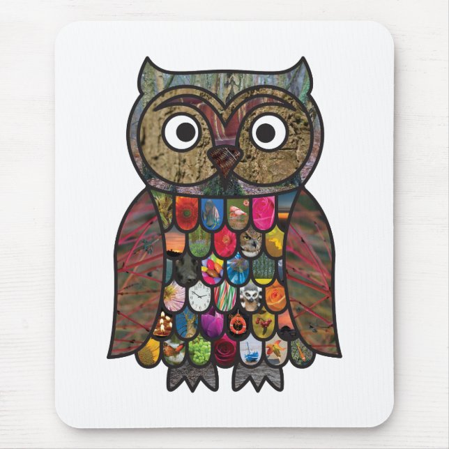 Patchwork Owl Mouse Pad (Front)