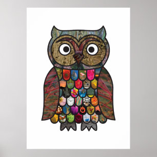 Patchwork Owl Poster