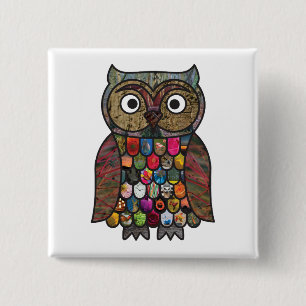Patchwork Owl Square Badge