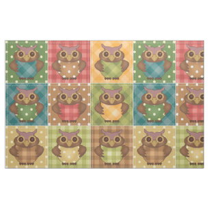Patchwork Owls Fabric