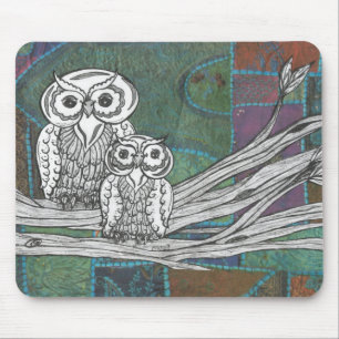 Patchwork Owls Mouse Pad