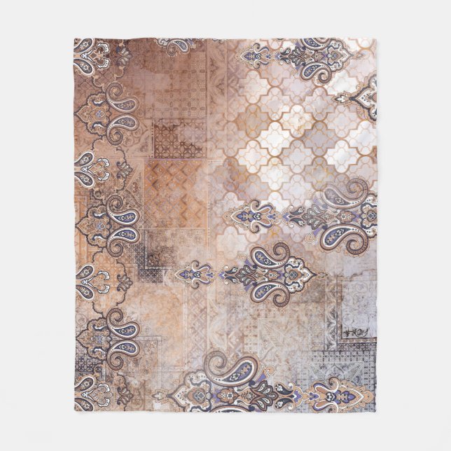 Patchwork Paisley: Classic Vintage Print Fleece Blanket (Front)