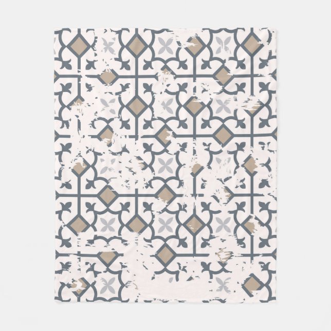 Patchwork Past: Vintage Attrition Effect Fleece Blanket (Front)