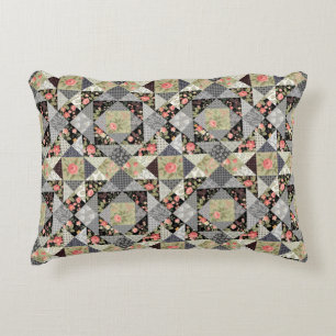Patchwork Pattern Butterflies Flowers Foliage Rose Decorative Cushion
