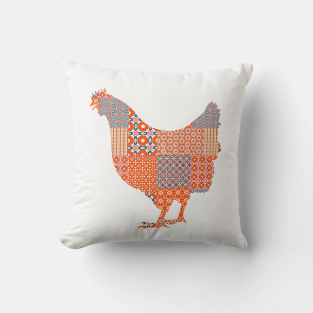 Patchwork Pattern Chicken Farm Animal Cushion (Front)