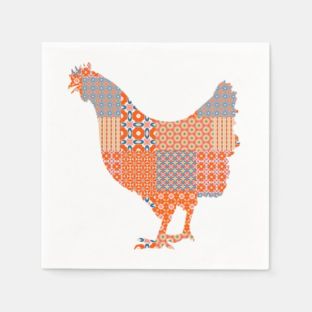Patchwork Pattern Chicken Farm Animal Napkin (Front)