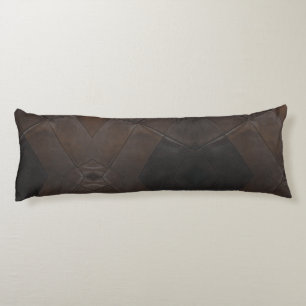 Patchwork Pattern Faux Brown Leather Body Cushion