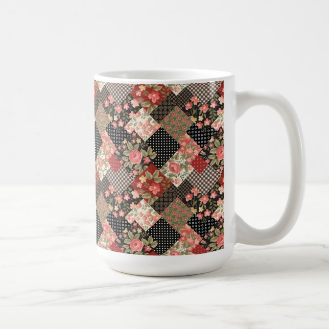 Patchwork Pattern Flowers Polka Dot Geometric Plai Coffee Mug (Right)