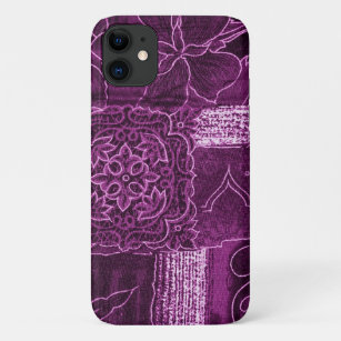 Patchwork Pattern, Patchwork Background, Purple iPhone 11 Case
