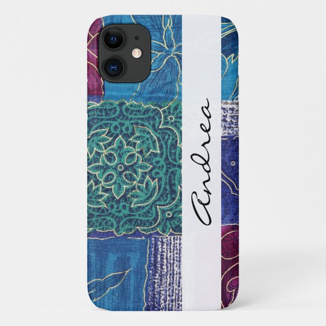 Patchwork Pattern, Patchwork Background, Your Name Case-Mate iPhone Case (Back)