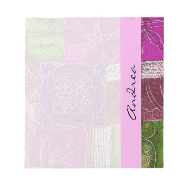 Patchwork Pattern, Patchwork Background, Your Name Notepad (Front)