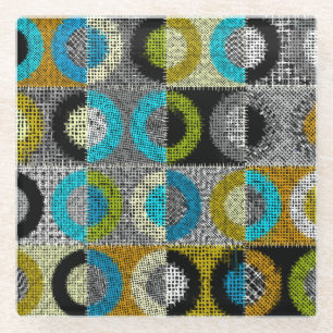 Patchwork pattern, rough canvas imitation. glass coaster