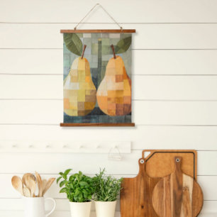 Patchwork Pears Tapestry Scroll Art