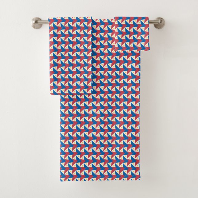 Patchwork Philippines Flag Pattern  Bath Towel Set (Insitu)