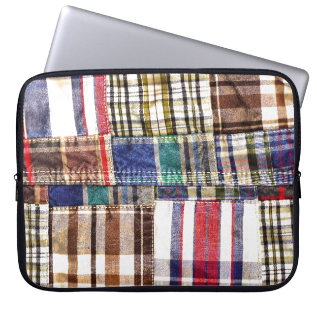 Patchwork Plaid Laptop Sleeve (Front)