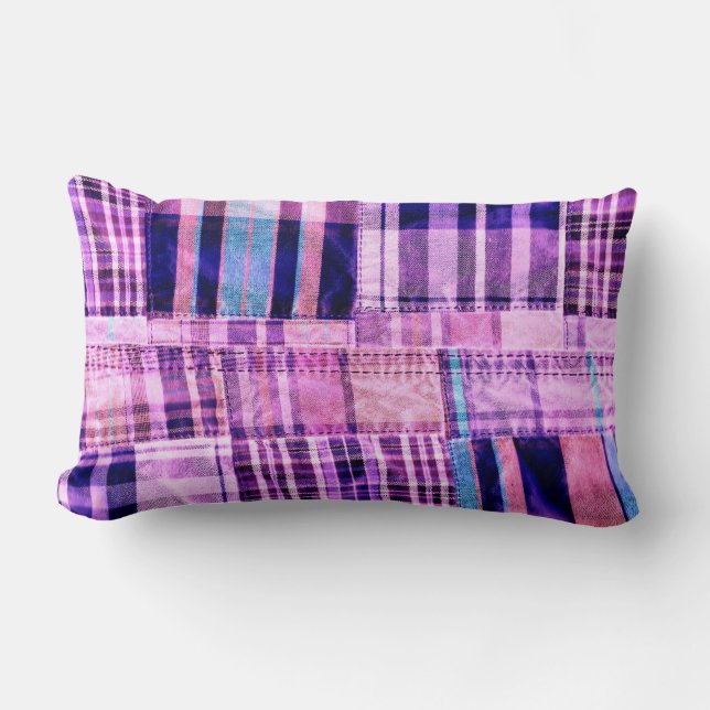 Patchwork Plaid Lumbar Cushion (Front)