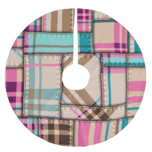 Patchwork Plaid, Vintage Seamless Background. Brushed Polyester Tree Skirt