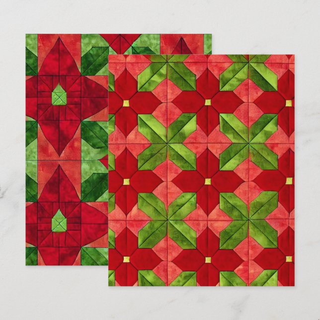 Patchwork Poinsettia Pattern Scrapbook Paper (Front/Back)