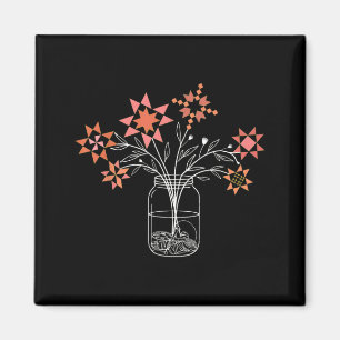 Patchwork Posy Jar Funny Quilt Block Flower Magnet