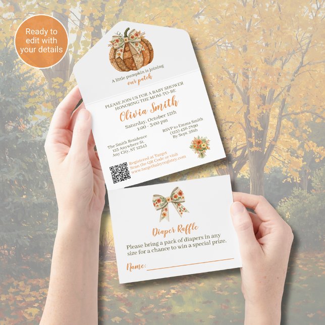 Patchwork Pumpkin All in One Baby Shower Invitation (Creator Uploaded)