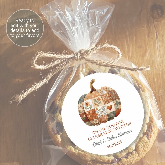 Patchwork Pumpkin Baby Shower Favour Stickers (Creator Uploaded)