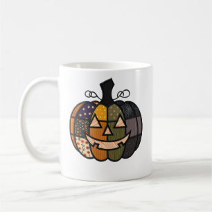 Patchwork Pumpkin Halloween Embroidery Design Coffee Mug