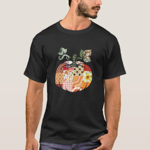 Patchwork Pumpkin Halloween Quilt Fall Vibes T-Shirt