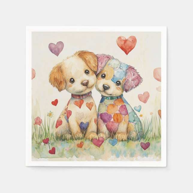 Patchwork Pups Valentine Napkin (Front)