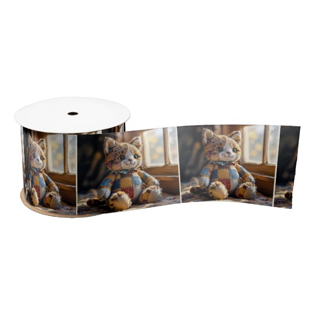 Patchwork Quilt Cat In Window Satin Ribbon (Spool)