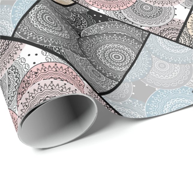 Patchwork quilt ceramic tile circles mandala paste wrapping paper (Roll Corner)